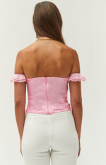 Silvia Pink Satin Crop Top Image