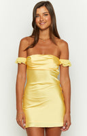 Silvia Yellow Satin Mini Dress