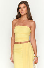 Silvie Yellow Strapless Crop Top Image