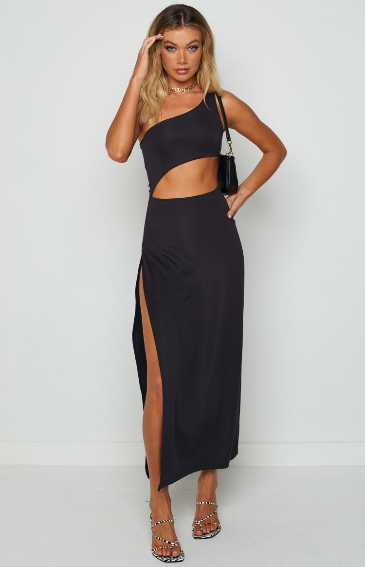 Simone Black Cut Out Maxi Dress Image