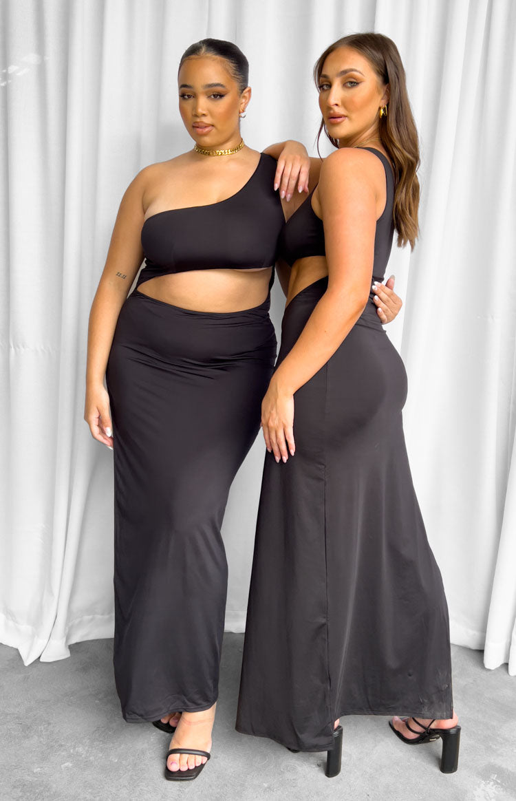 Simone Black Cut Out Maxi Dress Image