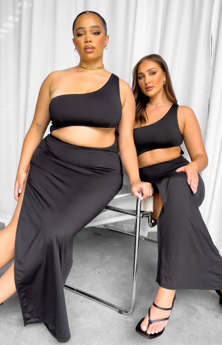 Simone Black Cut Out Maxi Dress Image