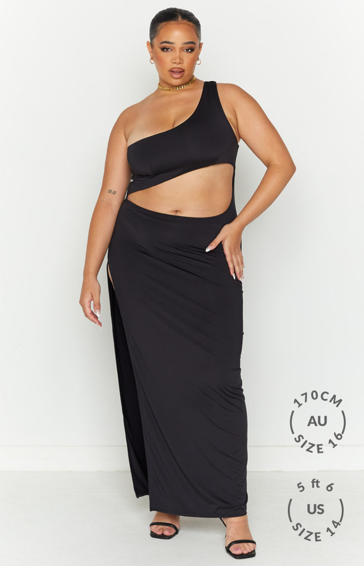 Simone Black Cut Out Maxi Dress Image