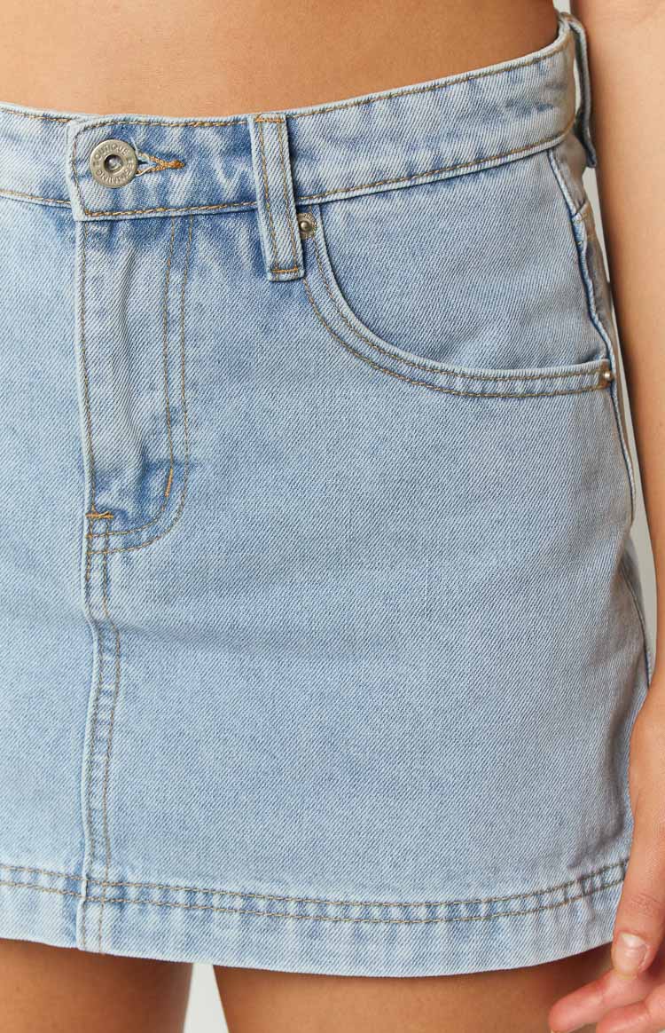 Skyline Swirl Light Wash Denim Skort