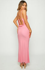 So Lovely Pink Mesh Maxi Dress Image