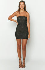 Sofie Black Sequin Knit Strapless Mini Dress Image