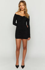 Solene Black Long Sleeve Mini Dress Image