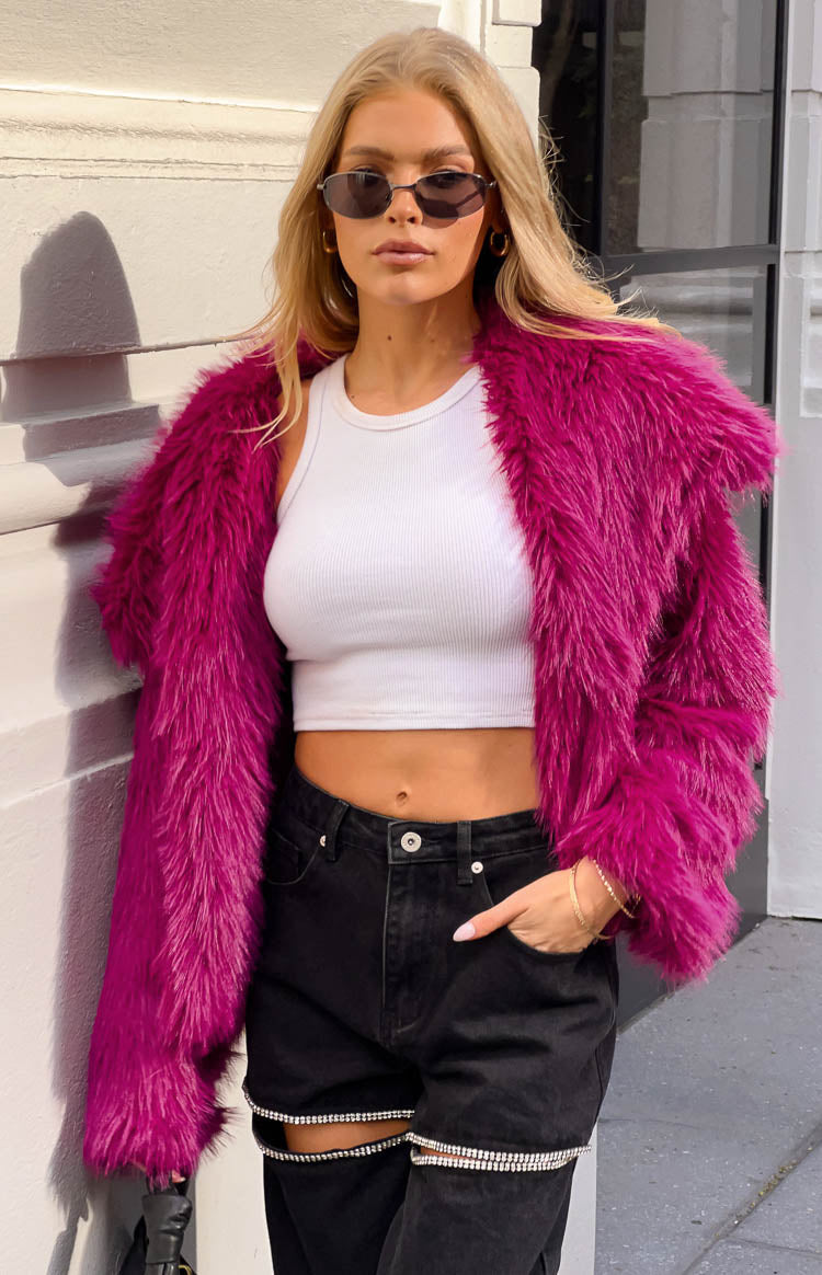 Sophie Purple Faux Fur Jacket Image