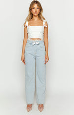 Soraya Light Wash Lace Waist Denim Jeans Image