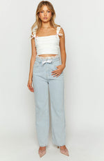 Soraya Light Wash Lace Waist Denim Jeans Image