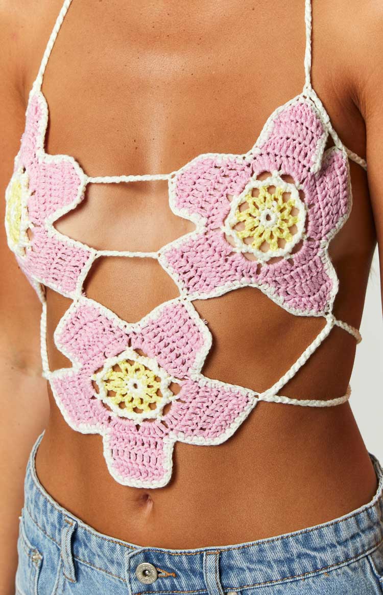 Starboy Pink Halter Crochet Top