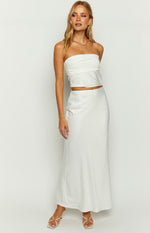 Starry Night White Strapless Satin Crop Top Image