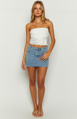 Starry Night White Strapless Satin Crop Top Image