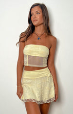 Stay Yellow Strapless Mesh Corset Top Image