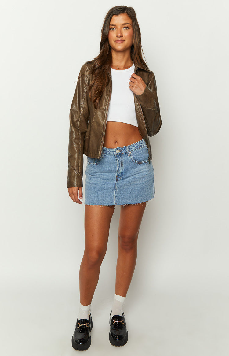 Street Style Brown PU Jacket Image