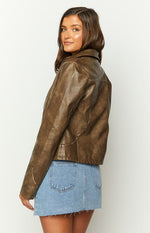 Street Style Brown PU Jacket Image