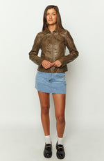 Street Style Brown PU Jacket Image