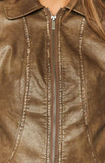 Street Style Brown PU Jacket Image