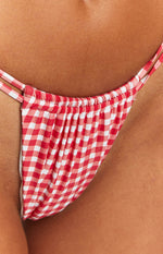 9.0 Swim Sumba Red Gingham Tie Up Bikini Bottoms Image