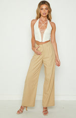 Summer Days Beige Linen Blend Pants Image