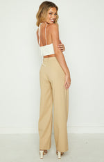 Summer Days Beige Linen Blend Pants Image