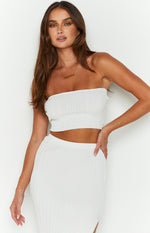 Summertime White Knit Bandeau Top Image