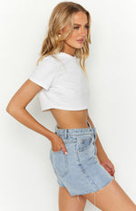 Sundae Blue Denim Asymmetric Shorts Image