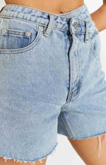 Sundae Blue Denim Asymmetric Shorts Image