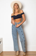 Susie Off The Shoulder Crop Top Midnight Image