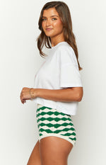 Sweet Stitches Green And White Shorts Image