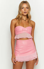 Sweetest Pink Strapless Crop Top Image