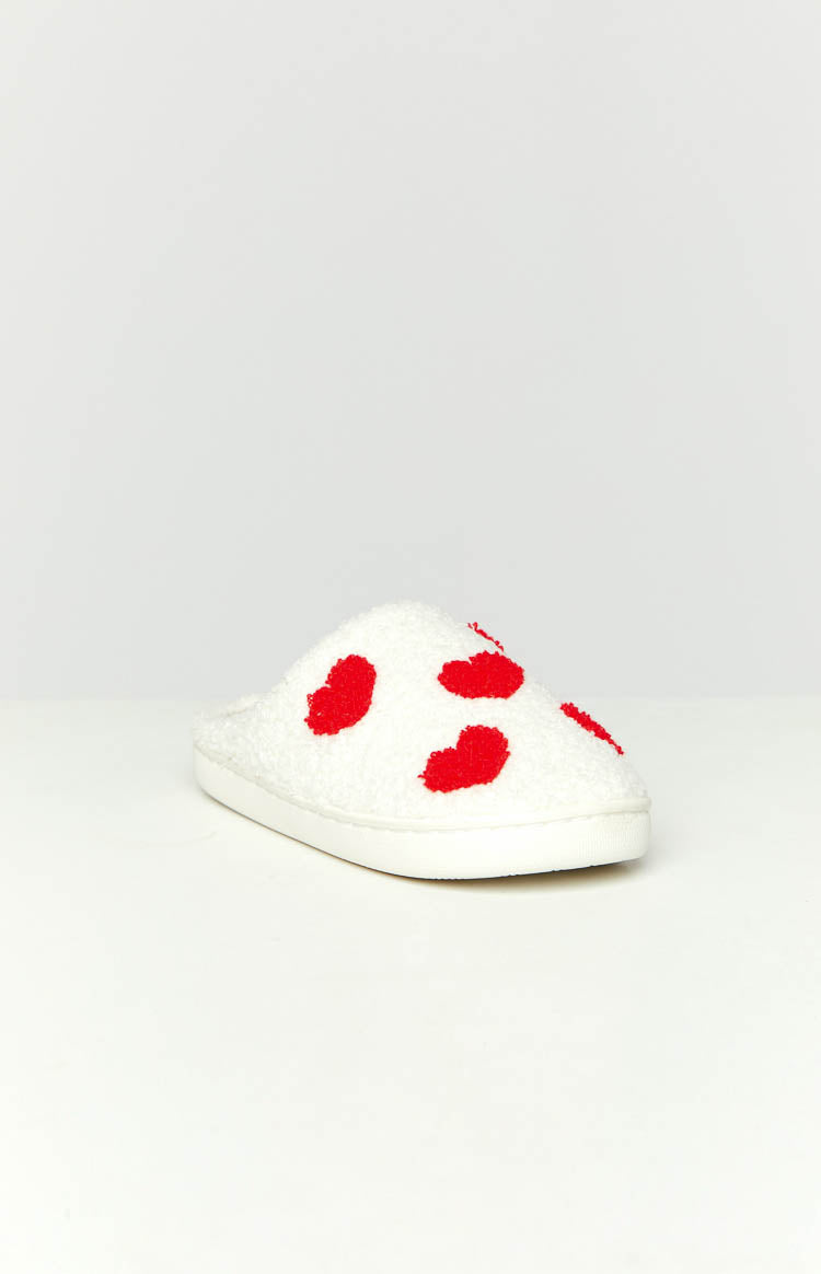 Sweetheart Sole White Love Heart Slippers Image