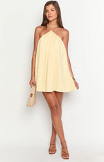 Talei Yellow Halter Puff Mini Dress Image