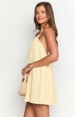 Talei Yellow Halter Puff Mini Dress Image