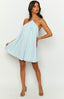 Talei Blue Halter Puff Mini Dress