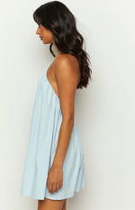 Talei Blue Halter Puff Mini Dress Image