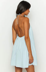 Talei Blue Halter Puff Mini Dress Image