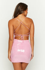 Tao Pink Sequin Lace Up Mini Dress Image