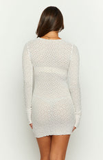 Taphy White Long Sleeve Mini Dress Image