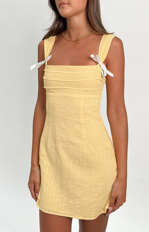 Taylor Yellow Tie Back Mini Dress