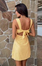 Taylor Yellow Tie Back Mini Dress Image