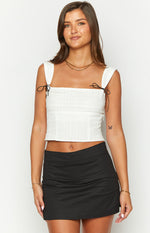 Taylor White Tie Back Crop Top Image