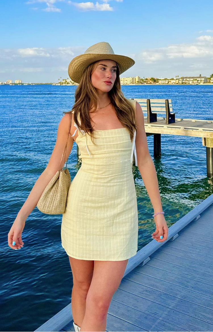 Taylor Yellow Tie Back Mini Dress