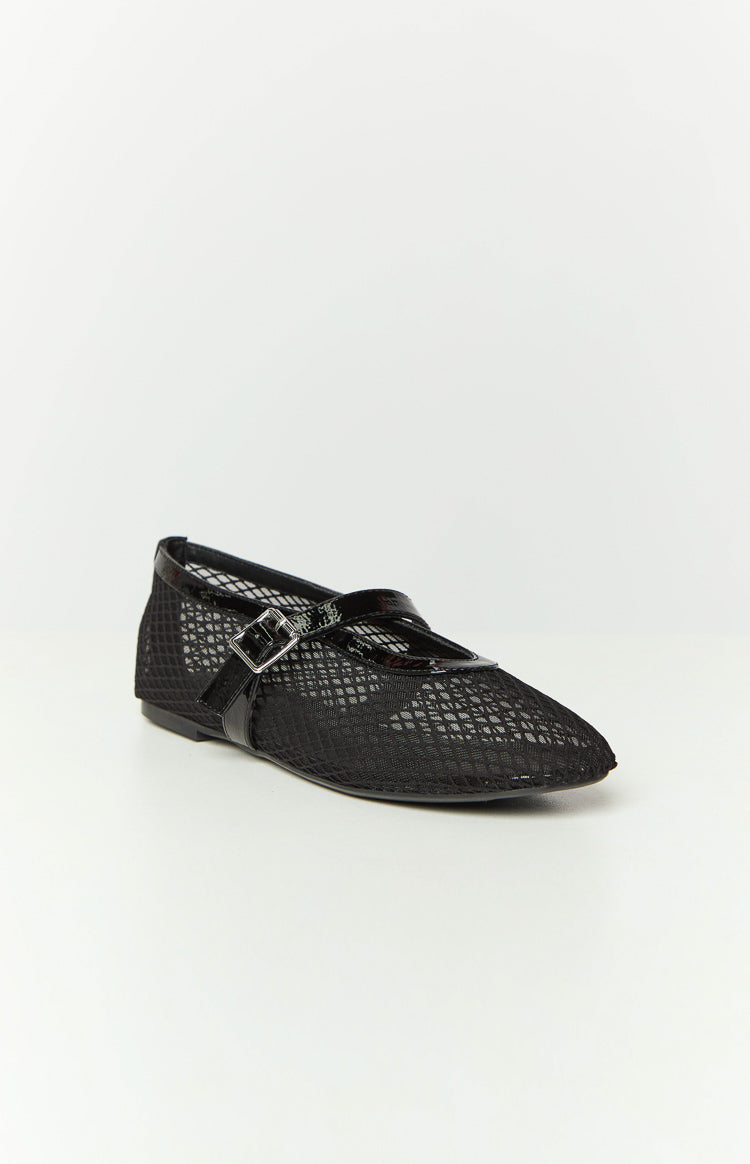 Therapy Addie Black Crinkle Patent PU Ballet Flats Image