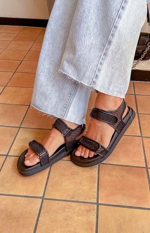 Therapy Rhode Black PU Sandals