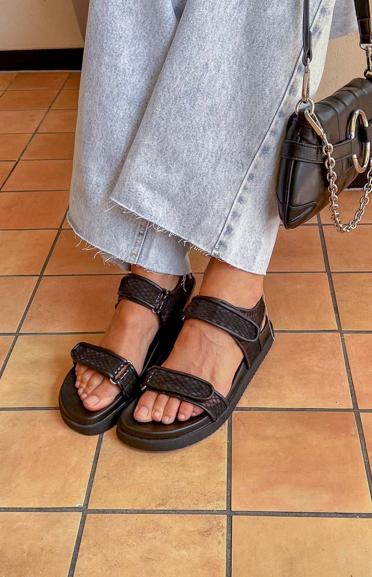 Therapy Rhode Black PU Sandals Image