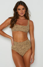 Thrills Mild Animal Square Neck Crop Bikini Top Desert Gold Image