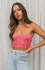 Tiarna Pink Lace Corset Top Image