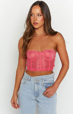 Tiarna Pink Lace Corset Top Image