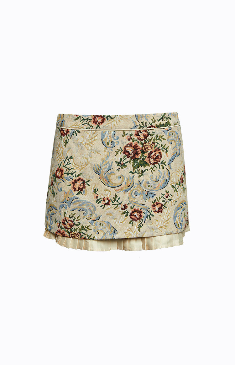 Till Forever Beige Tapestry Mini Skirt Image